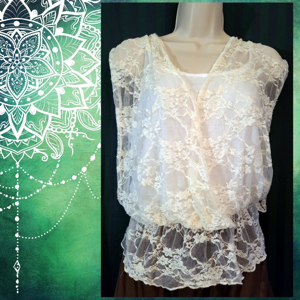 Camisole Draped in White Lace